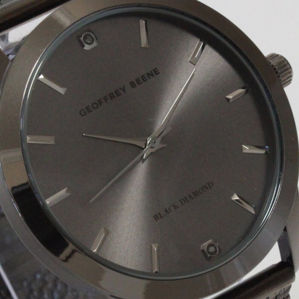 Geoffery Beene Men's Quartz Dress Watch Gun Metel Grey Milanese Bracelet 42mm - Picture 12 of 13